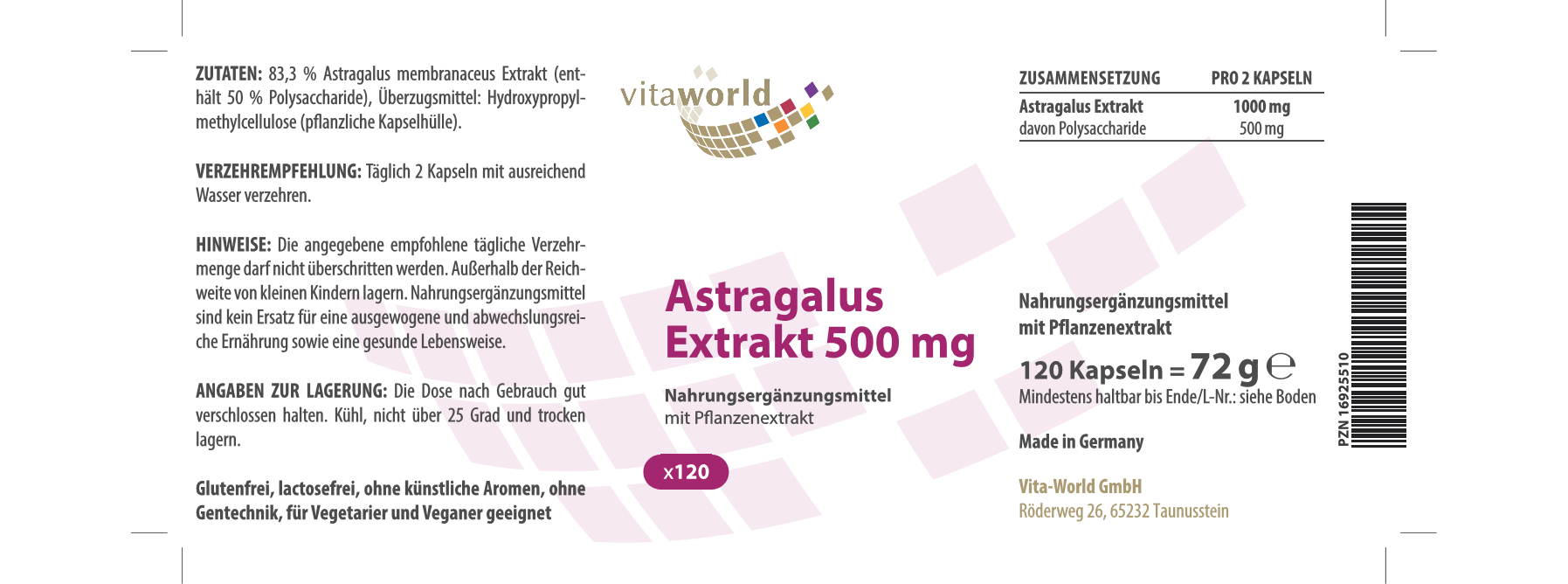 Astragalus Extrakt 500 mg (120 Kps)