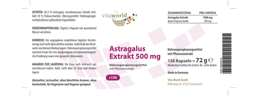 Astragalus extract 500 mg (120 caps)