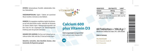 Calcium 600 plus Vitamin D3 (60 Tbl)