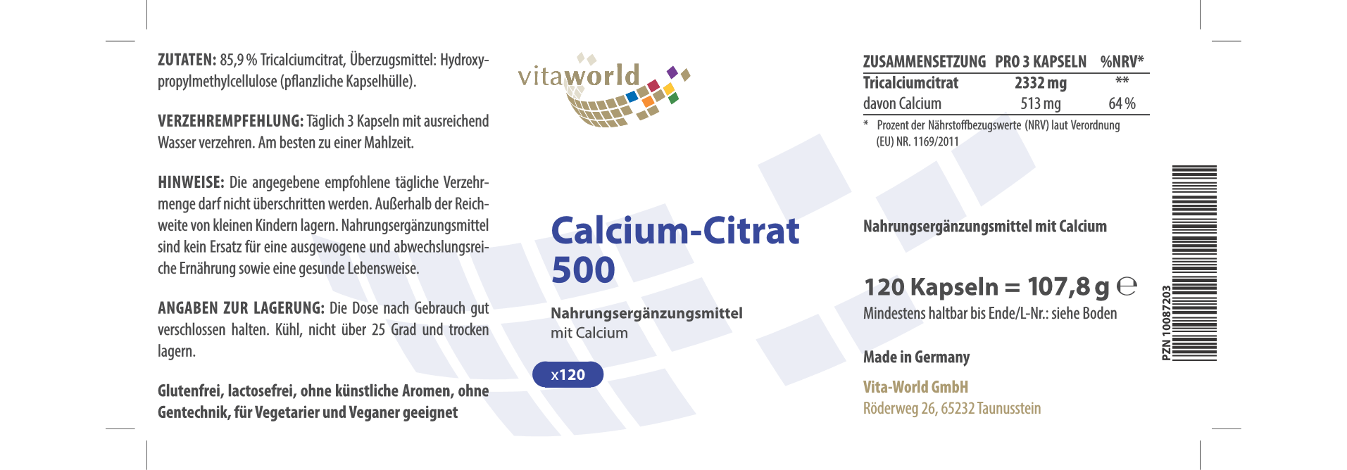 Calcium-Citrat 500 (120 Kps)