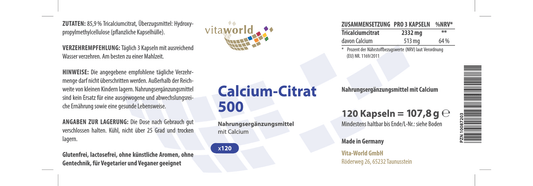 Calcium Citrate 500 (120 caps)