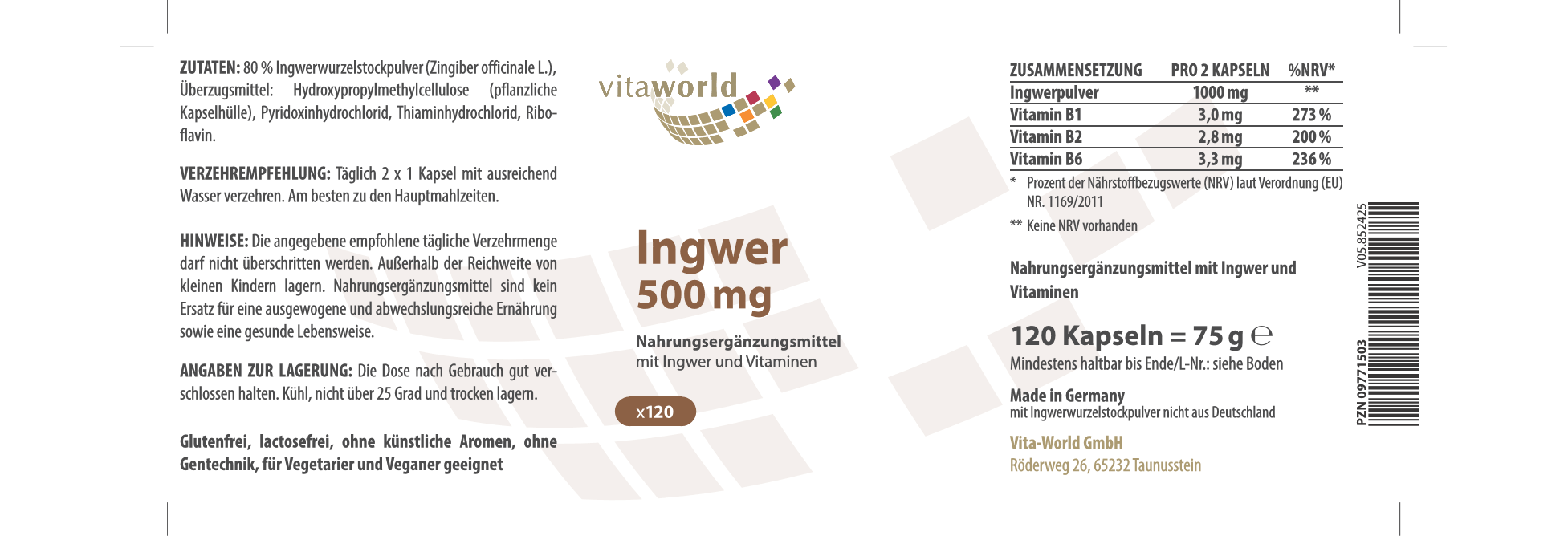 Ingwer 500 mg (120 Kps)