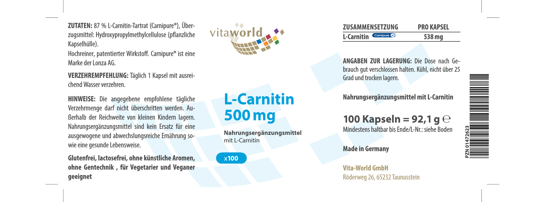 L-Carnitin 500 mg (100 Kps)