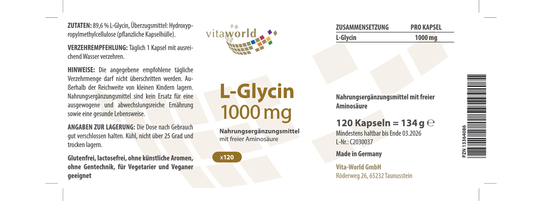 L-Glycin 1000 mg (120 Kps)
