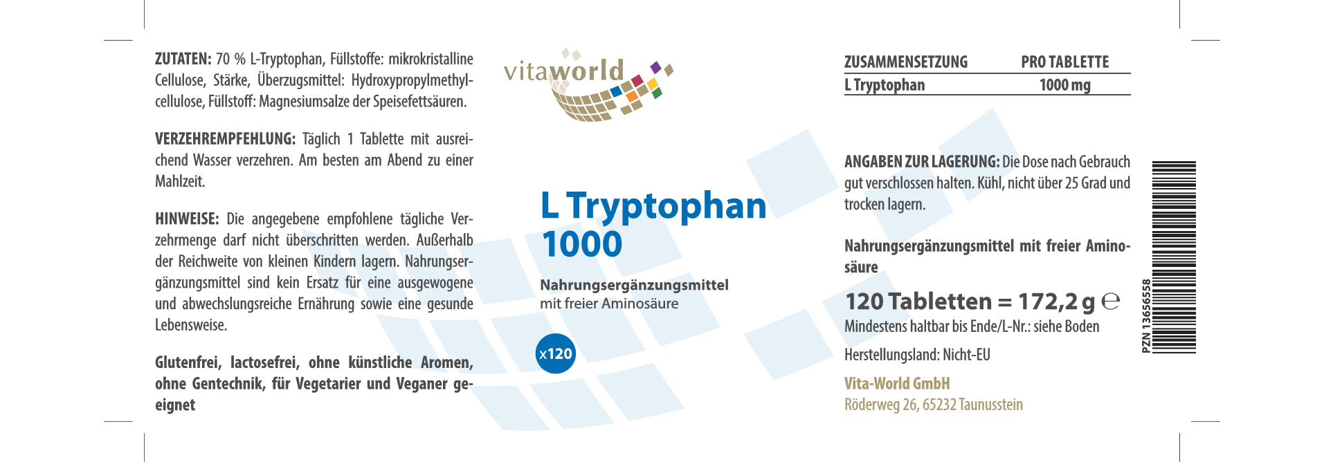 L-Tryptophan 1000 mg (120 Tbl)