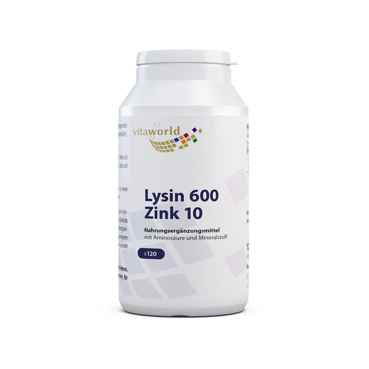 Lysine 600 mg plus zinc 10 mg (120 caps)