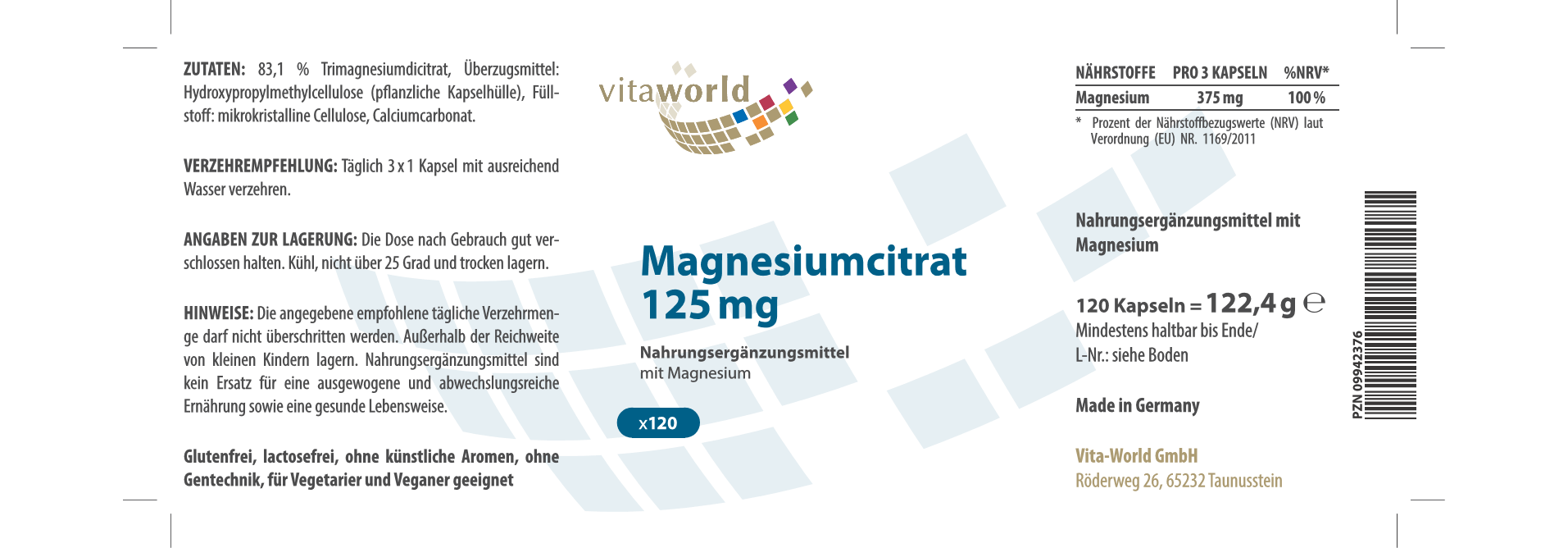 Magnesiumcitrat 125 mg (120 Kps)