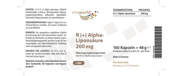 R (+) Alpha Lipoic Acid 200 mg (100 caps)