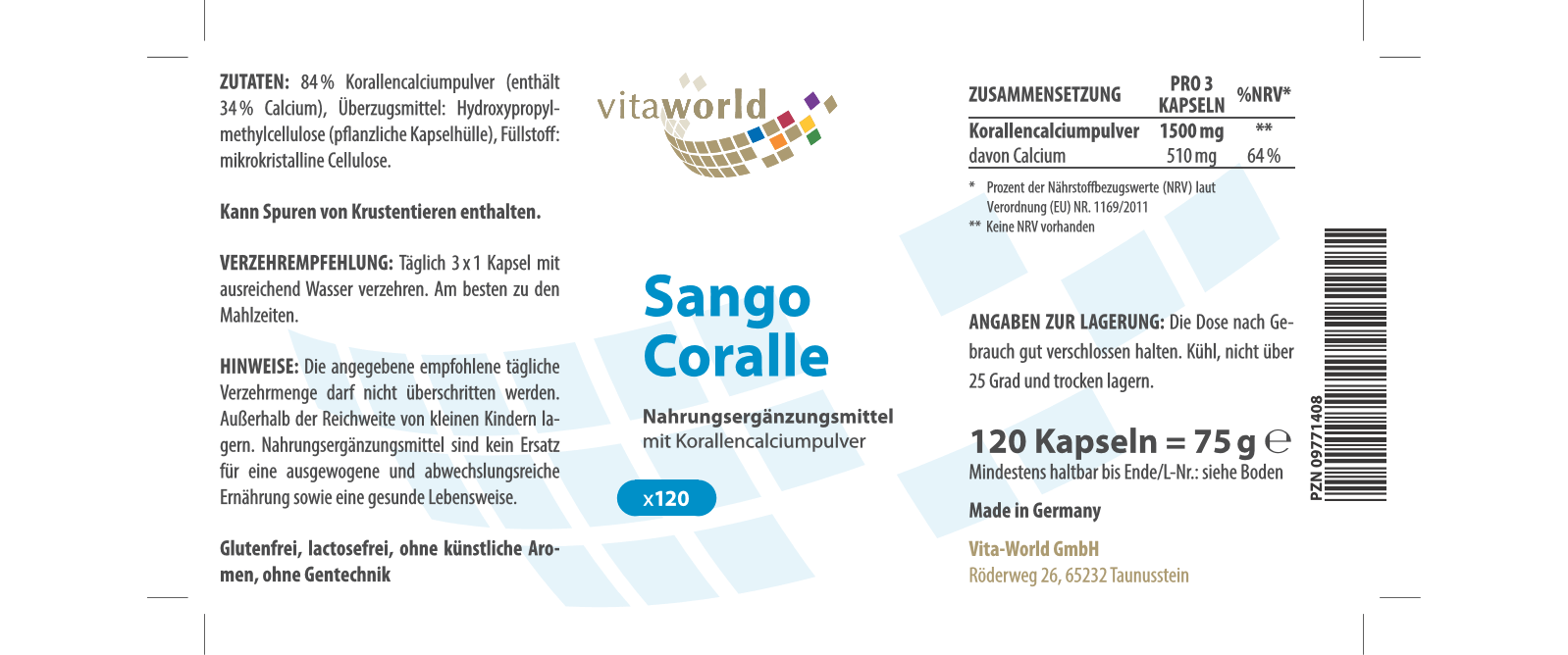 Sango-Coralle 500 mg (120 Kps)