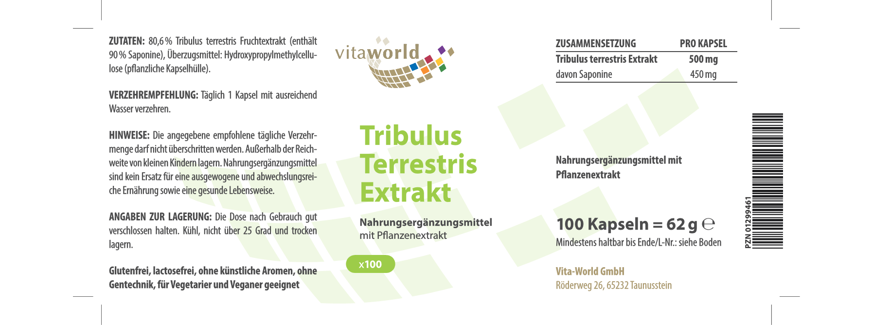 Tribulus Terrestris Extrakt 500 mg (100 Kps)
