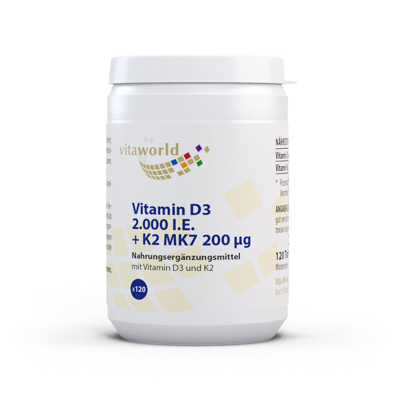 Vitamin D3 2000 I.E. + K2 MK7 200 µg (120 Tbl)