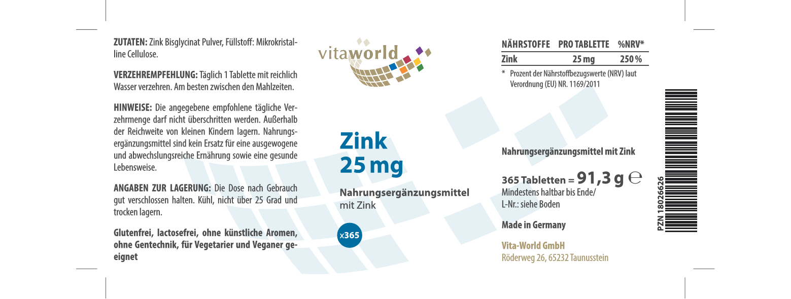 Zink 25 mg (365 Tbl)